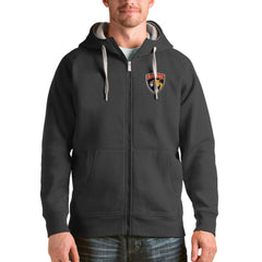 Florida Panthers Antigua Logo Victory Full-Zip Hoodie Charcoal