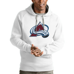 Colorado Avalanche Antigua Logo Victory Pullover Hoodie White