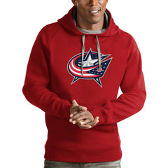 Columbus Blue Jackets Antigua Logo Victory Pullover Hoodie Red