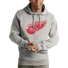 Detroit Red Wings Antigua Logo Victory Pullover Hoodie Heathered Gray