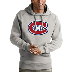 Montreal Canadiens Antigua Logo Victory Pullover Hoodie Heathered Gray