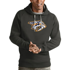Nashville Predators Antigua Logo Victory Pullover Hoodie Charcoal