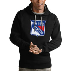 New York Rangers Antigua Logo Victory Pullover Hoodie Black