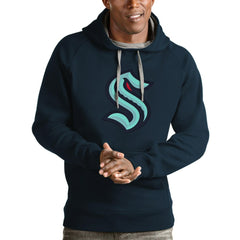 Seattle Kraken Antigua Logo Victory Pullover Hoodie Navy