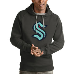 Seattle Kraken Antigua Logo Victory Pullover Hoodie Charcoal