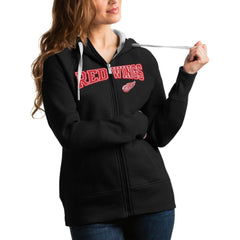 Detroit Red Wings Antigua Women's Wordmark Victory Full-Zip Hoodie Black