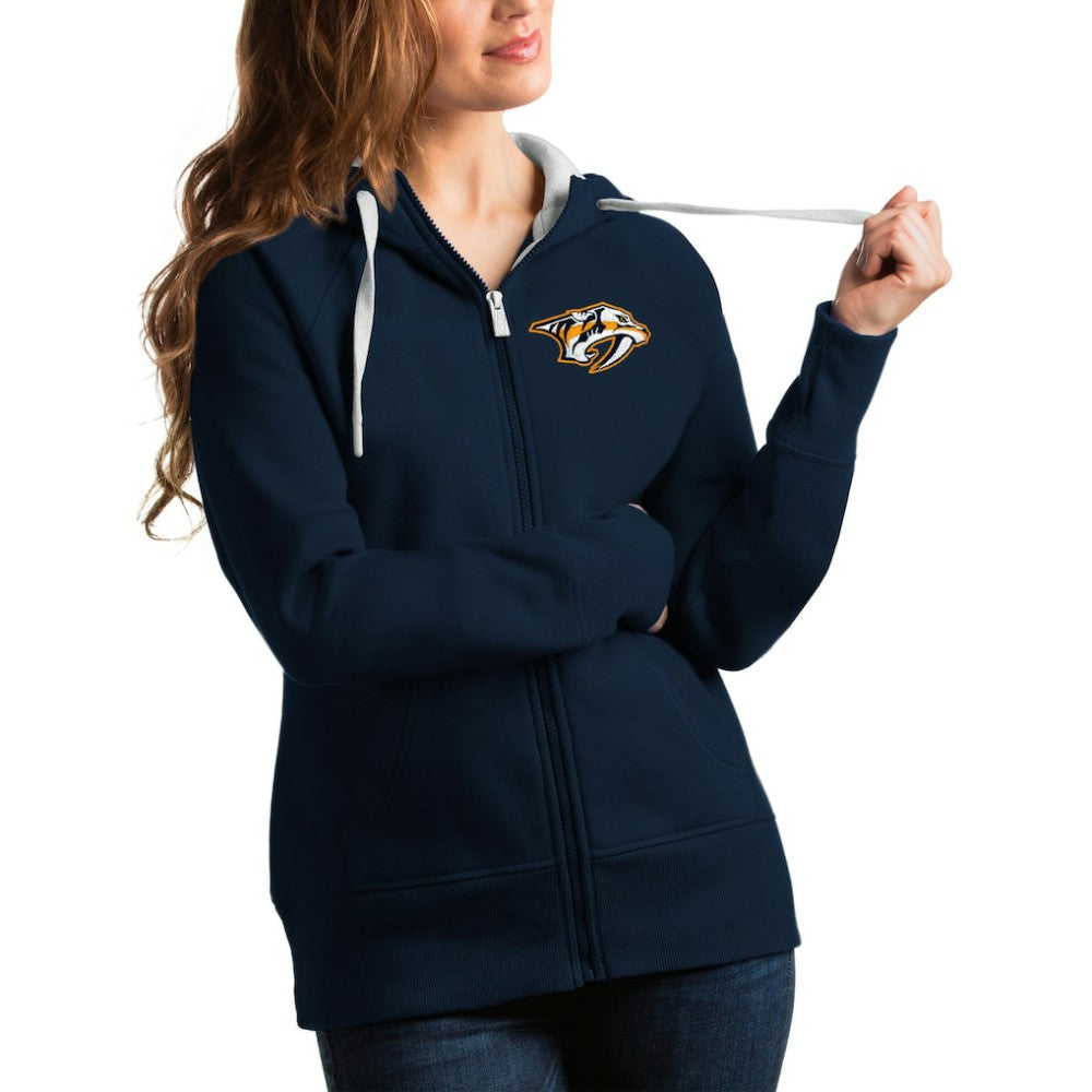 Nashville Predators Antigua Women's Team Victory Full-Zip Hoodie Navy