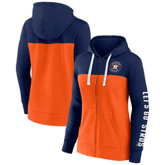 Houston Astros Women's Take The Field Colorblocked Hoodie Full-Zip Jacket Navy/Orange