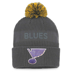 St. Louis Blues Fanatics Authentic Pro Home Ice Cuffed Knit Hat with Pom Charcoal