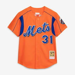 Mike Piazza New York Mets Cooperstown Collection Mesh Batting Practice Button-Up Jersey - Orange