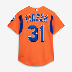 Mike Piazza New York Mets Cooperstown Collection Mesh Batting Practice Button-Up Jersey - Orange