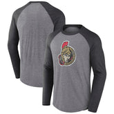 Ottawa Senators Fanatics Special Edition Long Sleeve Tri-Blend Raglan T-Shirt Heather Gray