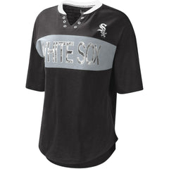 Chicago White Sox Touch Women's Lead Off Notch Neck T-Shirt Black/Silver