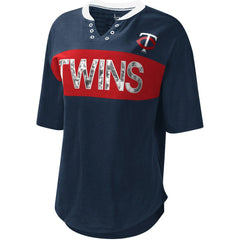 Minnesota Twins Touch Women's Lead Off Notch Neck T-Shirt Navy/Red