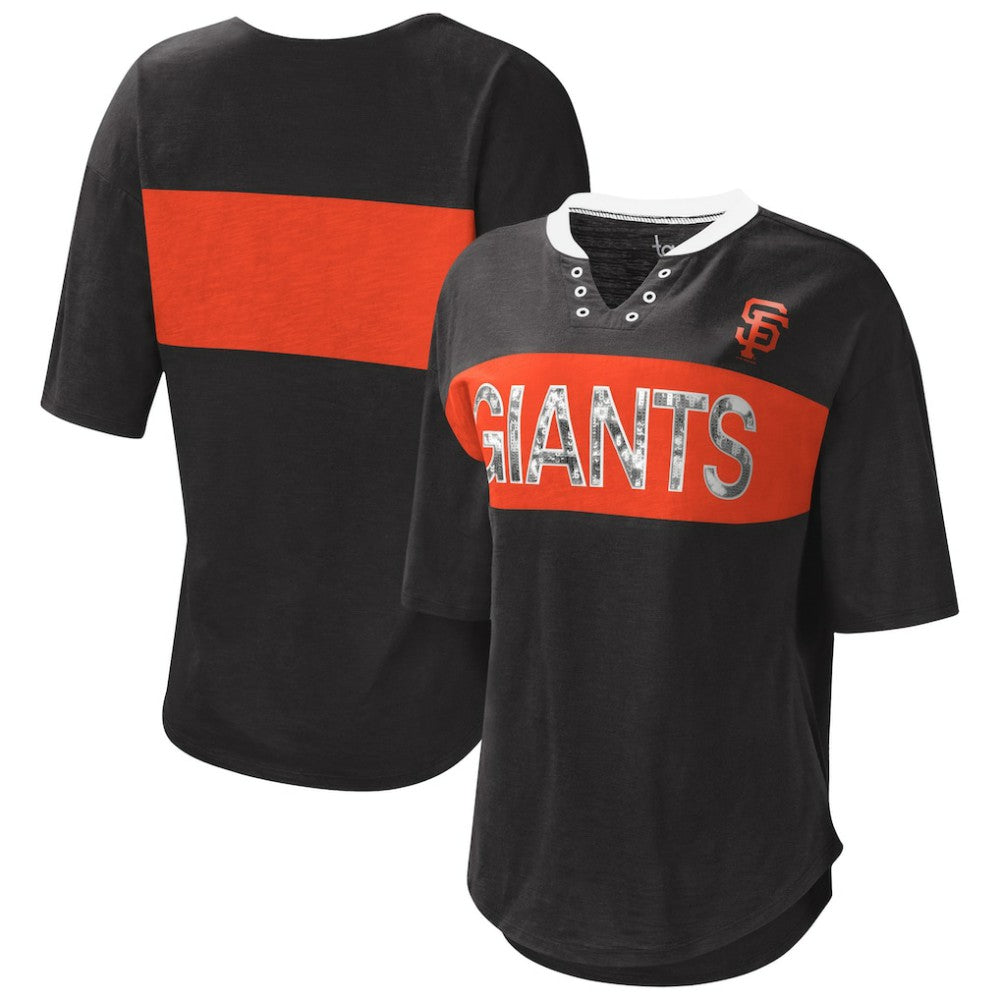San Francisco Giants Touch Women's Lead Off Notch Neck T-Shirt Black/Orange
