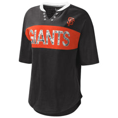 San Francisco Giants Touch Women's Lead Off Notch Neck T-Shirt Black/Orange
