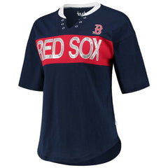 Boston Red Sox Touch Women's Lead Off Notch Neck T-Shirt Navy/Red