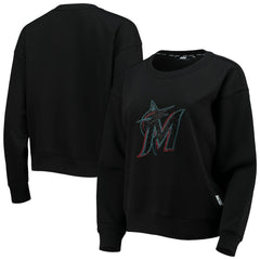 Miami Marlins DKNY Sport Women's Carrie Pullover Sweatshirt Black