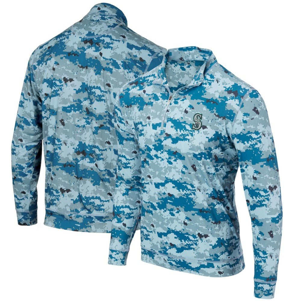 Seattle Mariners Digital Camo Performance Quarter-Zip Pullover Jacket Blue