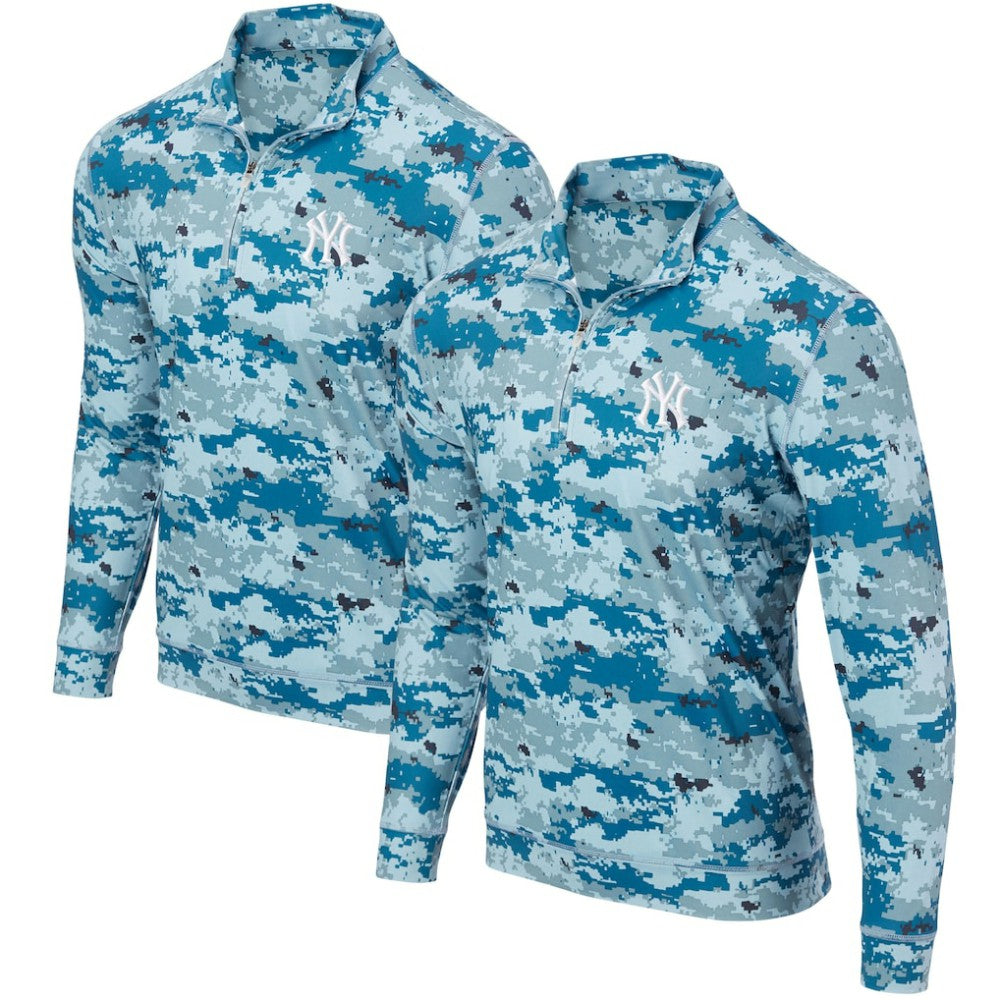 New York Yankees Digital Camo Performance Quarter-Zip Pullover Jacket Blue