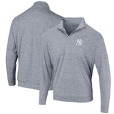 New York Yankees Peached Marled Yarn Quarter-Zip Pullover Jacket Heathered Navy