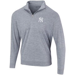 New York Yankees Peached Marled Yarn Quarter-Zip Pullover Jacket Heathered Navy