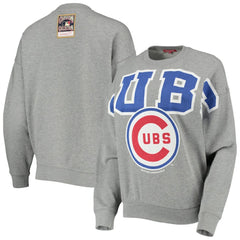Chicago Cubs Women's Cooperstown Collection Logo Lightweight Pullover Sweatshirt Heathered Gray | Mitchell & Ness