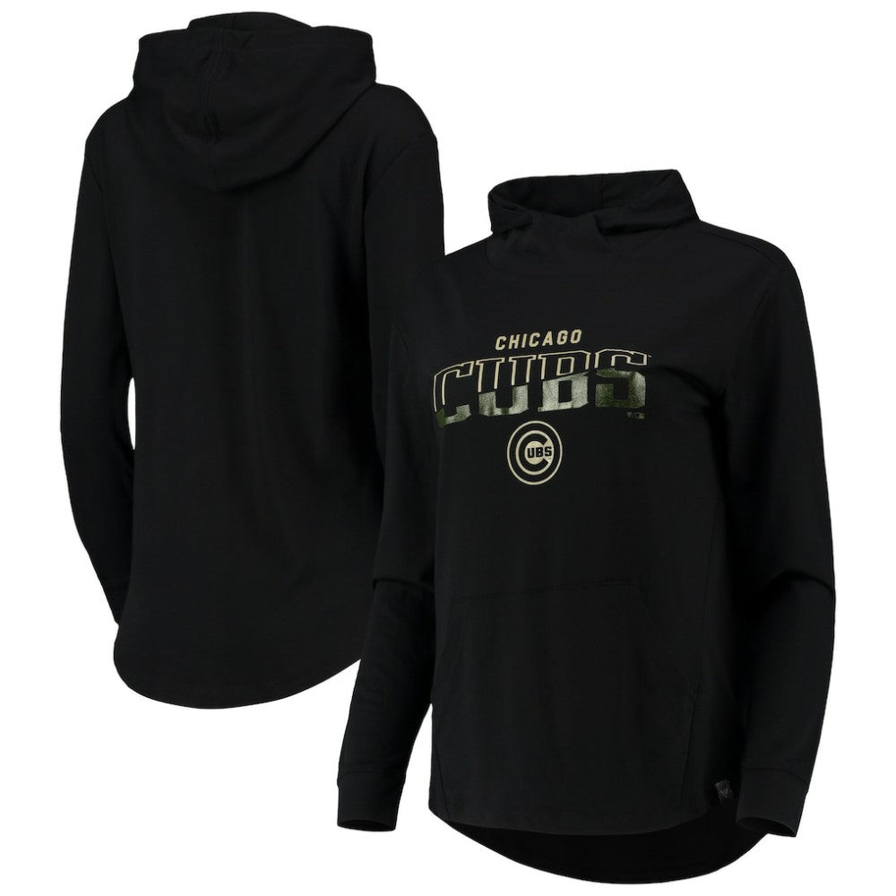 Chicago Cubs Levelwear Women's Vivid Scuba Neck Pullover Hoodie Black