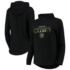 Chicago Cubs Levelwear Women's Vivid Scuba Neck Pullover Hoodie Black