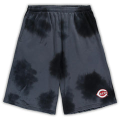Cincinnati Reds Big & Tall Tye Dye Fleece Shorts Black