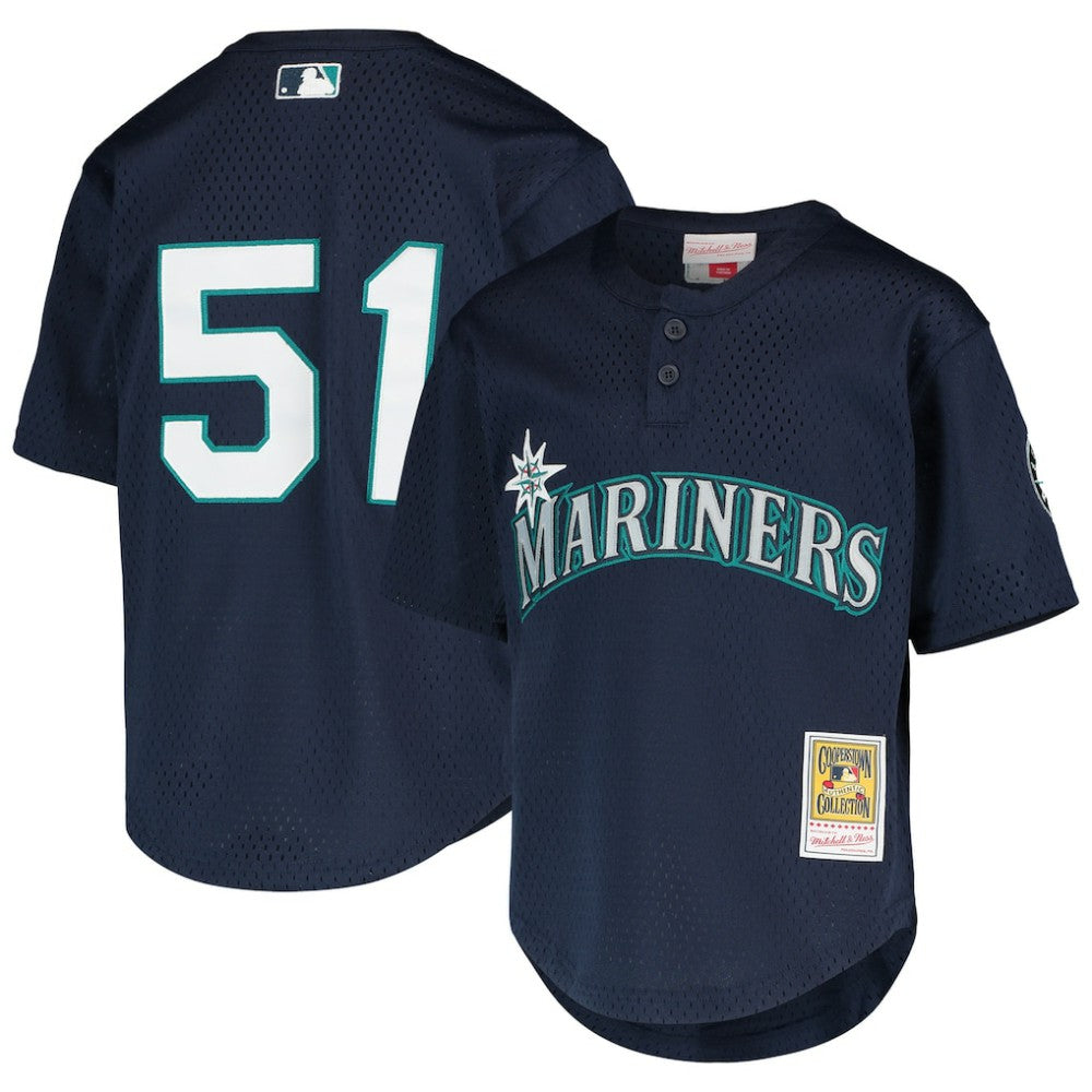 Ichiro Suzuki Seattle Mariners Youth Cooperstown Collection Mesh Batting Practice Jersey Navy | Mitchell & Ness