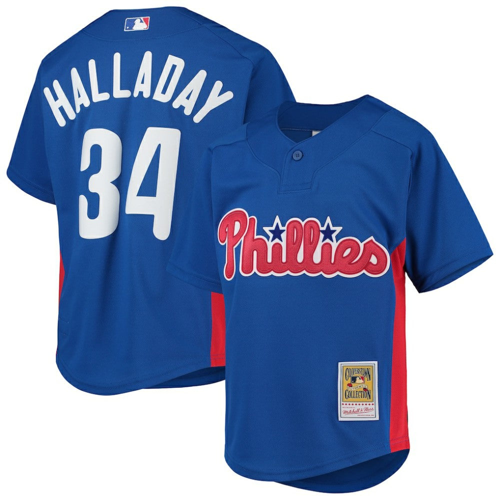Roy Halladay Philadelphia Phillies Youth Cooperstown Collection Mesh Batting Practice Jersey Royal | Mitchell & Ness