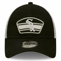 Chicago White Sox Logo Patch 9FORTY Trucker Snapback Hat Black/White | New Era