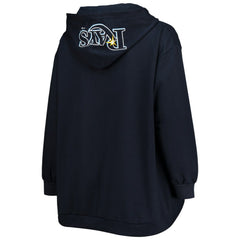 Tampa Bay Rays Women's Plus Size Lace-Up V-Neck Pullover Hoodie Navy