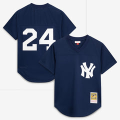 Rickey Henderson New York Yankees Cooperstown Collection Mesh Batting Practice Button-Up Jersey Navy | Mitchell & Ness