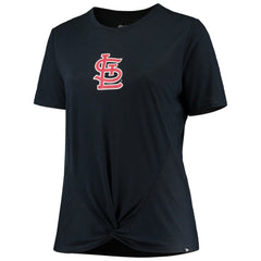 St. Louis Cardinals Women's Plus Size 2-Hit Front Knot T-Shirt Navy | New Era