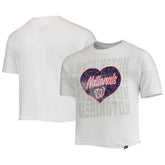 Washington Nationals Girls Youth Flip Sequin Heart Crop Top White | New Era