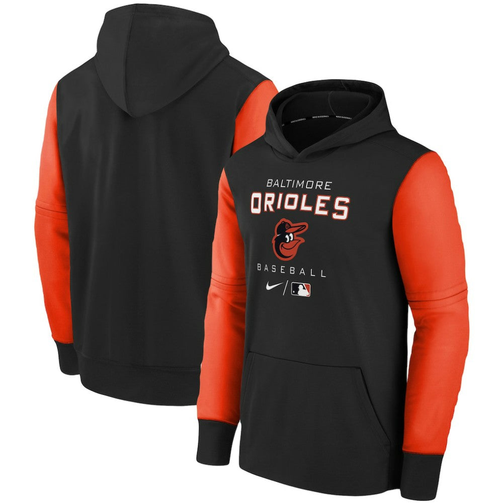 Baltimore Orioles Youth Authentic Collection Performance Pullover Hoodie Black/Orange | Nike