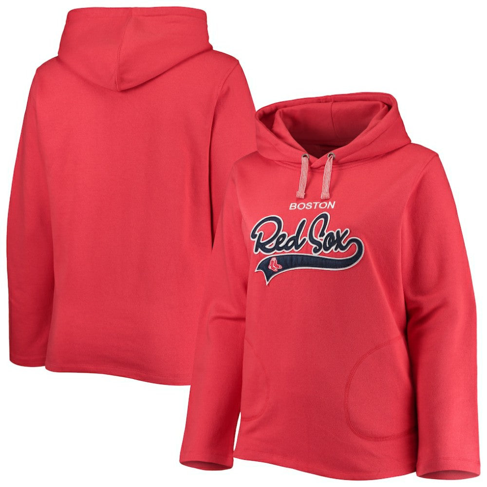Boston Red Sox Soft as a Grape Women's Plus Size Side Split Pullover Hoodie Red