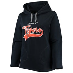 Detroit Tigers Soft as a Grape Women's Plus Size Side Split Pullover Hoodie Navy