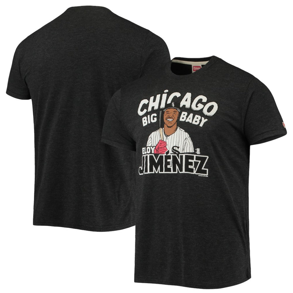 Eloy Jimenez Chicago White Sox Homage Caricature Tri-Blend T-Shirt Heathered Black