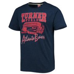 Atlanta Braves Homage Stadium Tri-Blend T-Shirt Navy