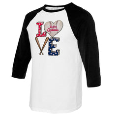 St. Louis Cardinals Tiny Turnip Women's Baseball Love Raglan 3/4-Sleeve T-Shirt White/Black