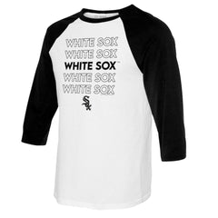 Chicago White Sox Tiny Turnip Women's Stacked 3/4-Sleeve Raglan T-Shirt White/Black