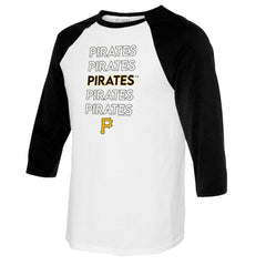 Pittsburgh Pirates Tiny Turnip Women's Stacked 3/4-Sleeve Raglan T-Shirt White/Black