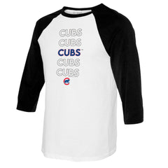 Chicago Cubs Tiny Turnip Youth Stacked Raglan 3/4 Sleeve T-Shirt White/Black