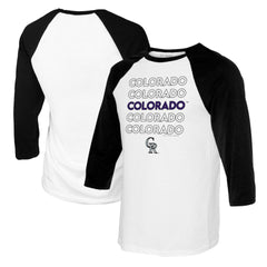 Colorado Rockies Tiny Turnip Youth Stacked Raglan 3/4 Sleeve T-Shirt White/Black