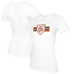 Baltimore Orioles Tiny Turnip Women's Base Stripe T-Shirt White