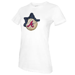 Atlanta Braves Tiny Turnip Women's Baseball Bow T-Shirt White