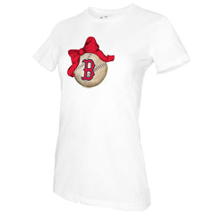 Boston Red Sox Tiny Turnip Women's Baseball Bow T-Shirt White